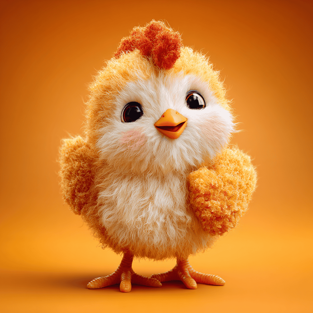 A collection of plastic chicken toys