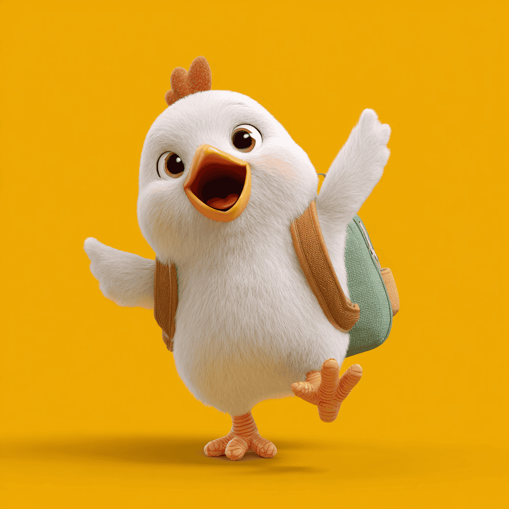 Child playing with a mechanical chicken toy